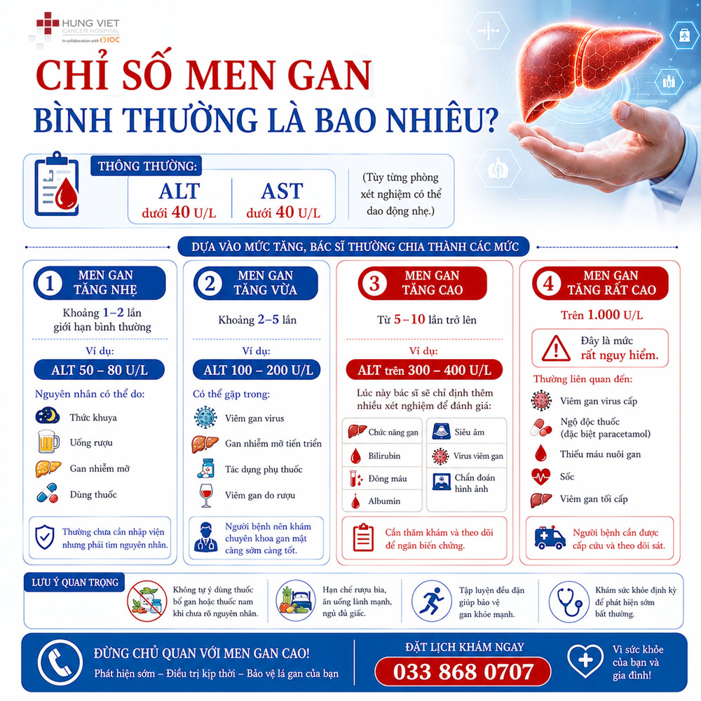 Chỉ số men gan bình thường là bao nhiêu