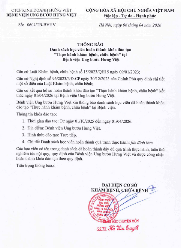 Danh sách thực hành khám chữa bệnh 01042025 - 01042026